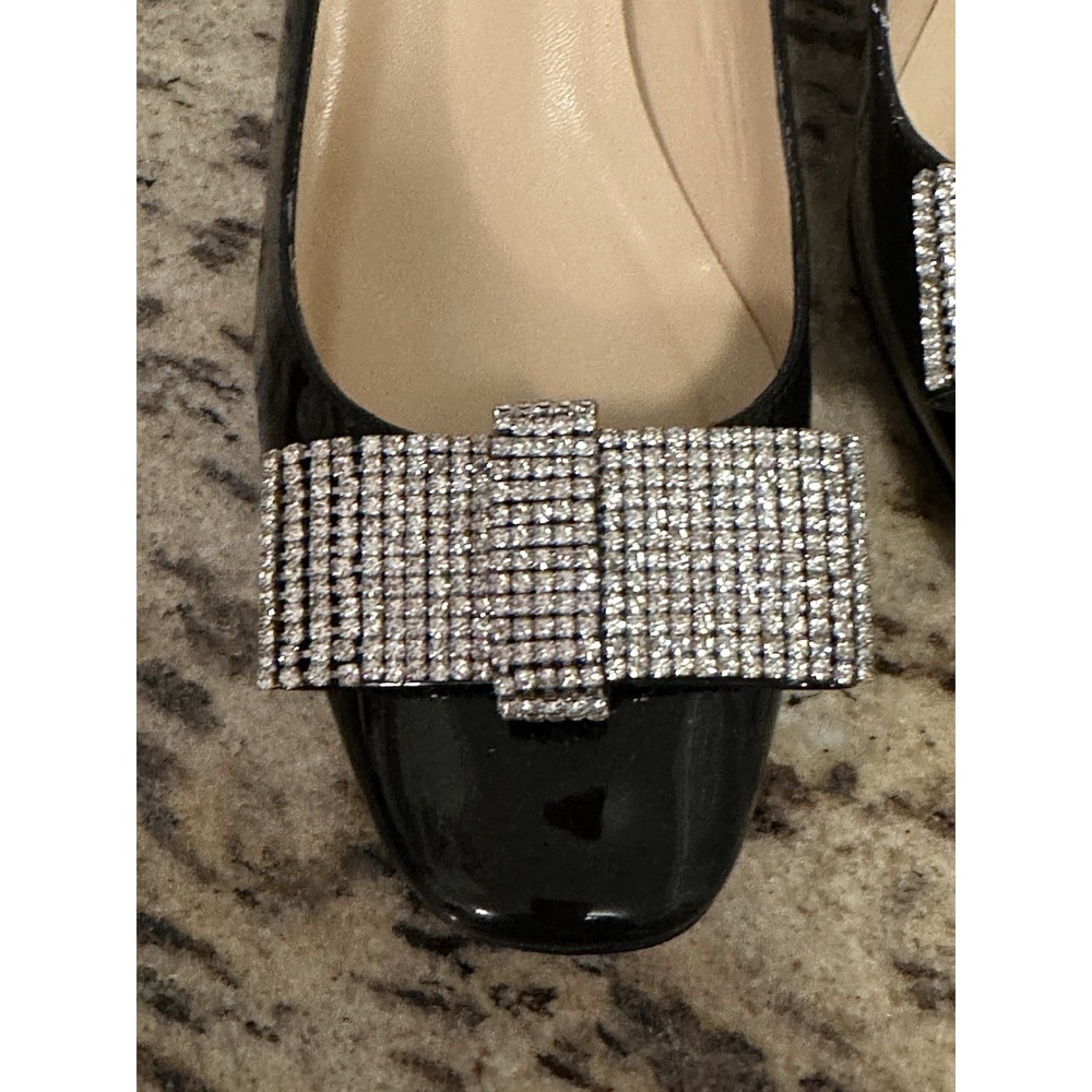 Kate Spade Dinah Bow Rhinestone Square Toe Block Heel. Party Shoes - Picture 3 of 11